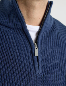 470587 SWEATER PUNTO MEDIO CIERRE HARRY Azul Oscuro