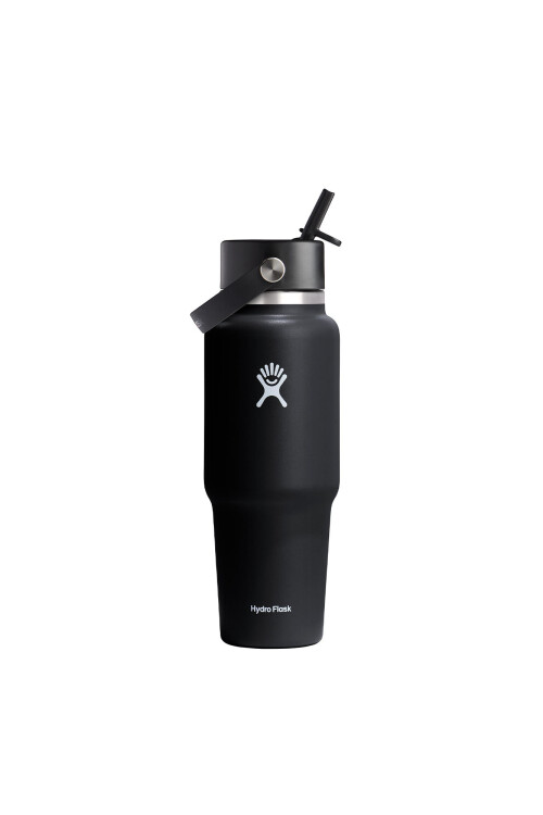 32 OZ WIDE FLEX STRAW TRAVEL BOTTLE Black
