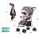 Coche De Paseo Para Bebe 4 Ruedas Chasis Blanco Rosa