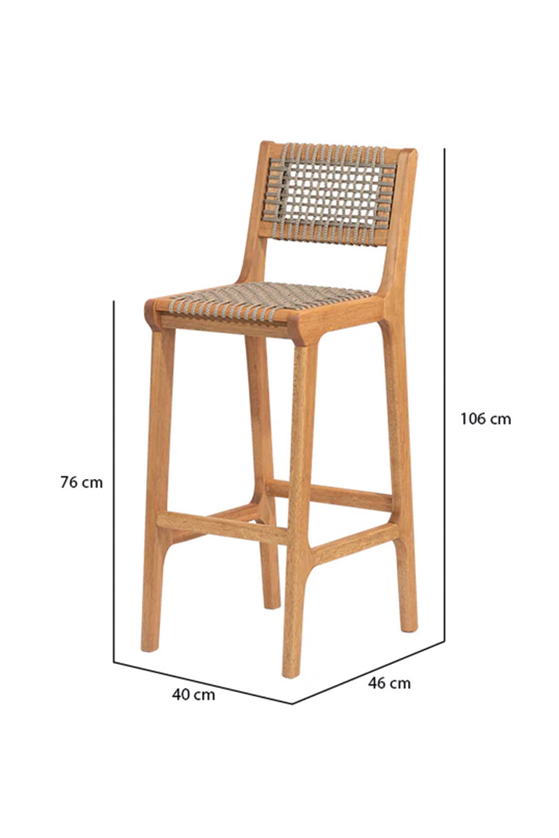 TRACO BANQUETA BANQUETA ALTA TRACO CUERDA RAMI 40x46x106/75CM JATOBA