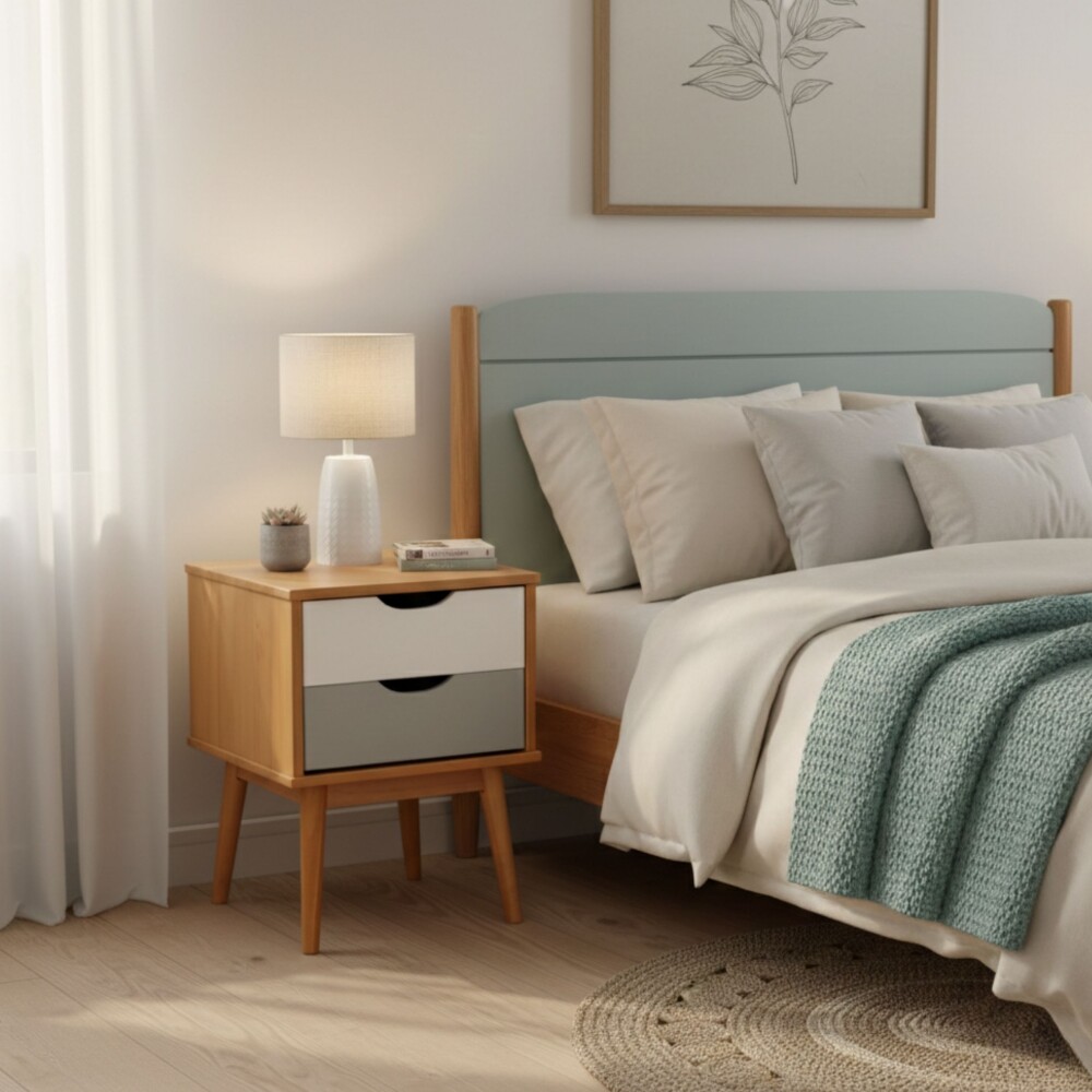 Mesa De Luz 2 Cajones - Linea Nordica Mesa De Luz 2 Cajones - Linea Nordica