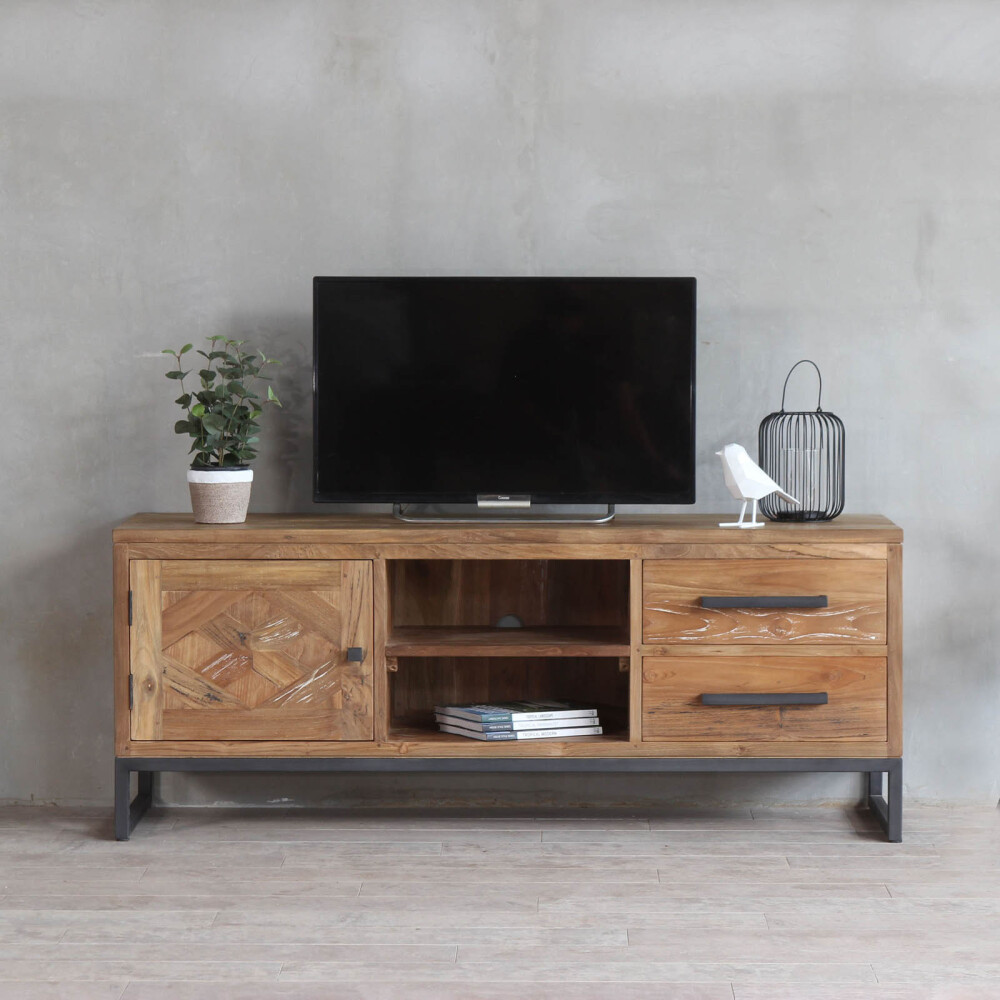 RACK PARA TV MADERA-Y-METAL NATURAL-BEIGE DOMINIQUE NATURAL