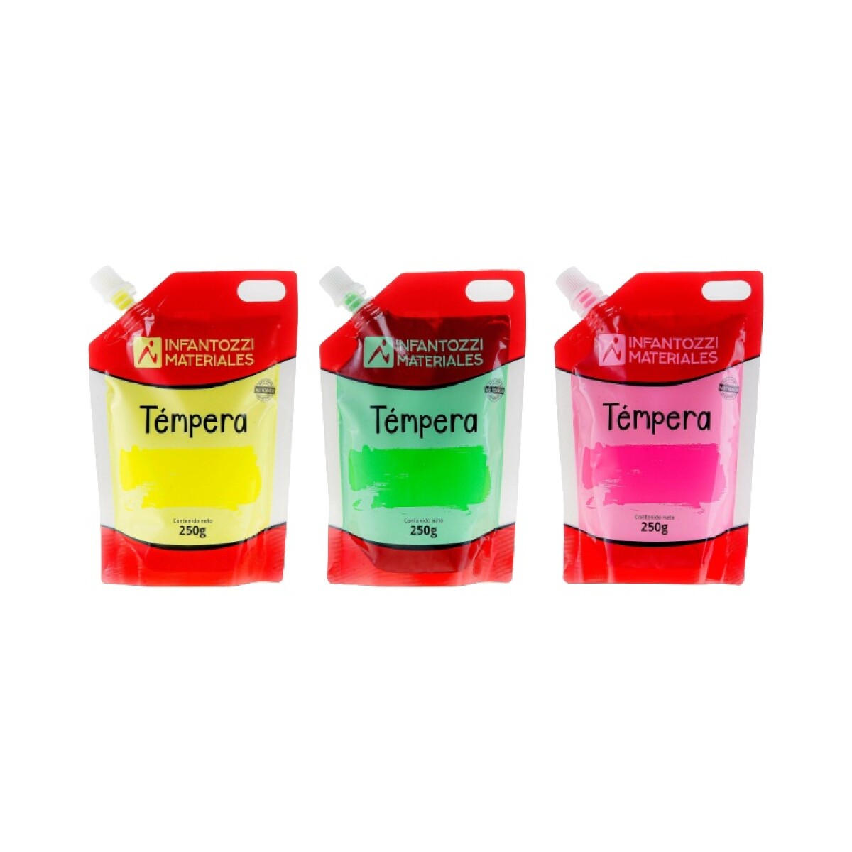 Témpera escolar flúo - 250 g - Sachet 