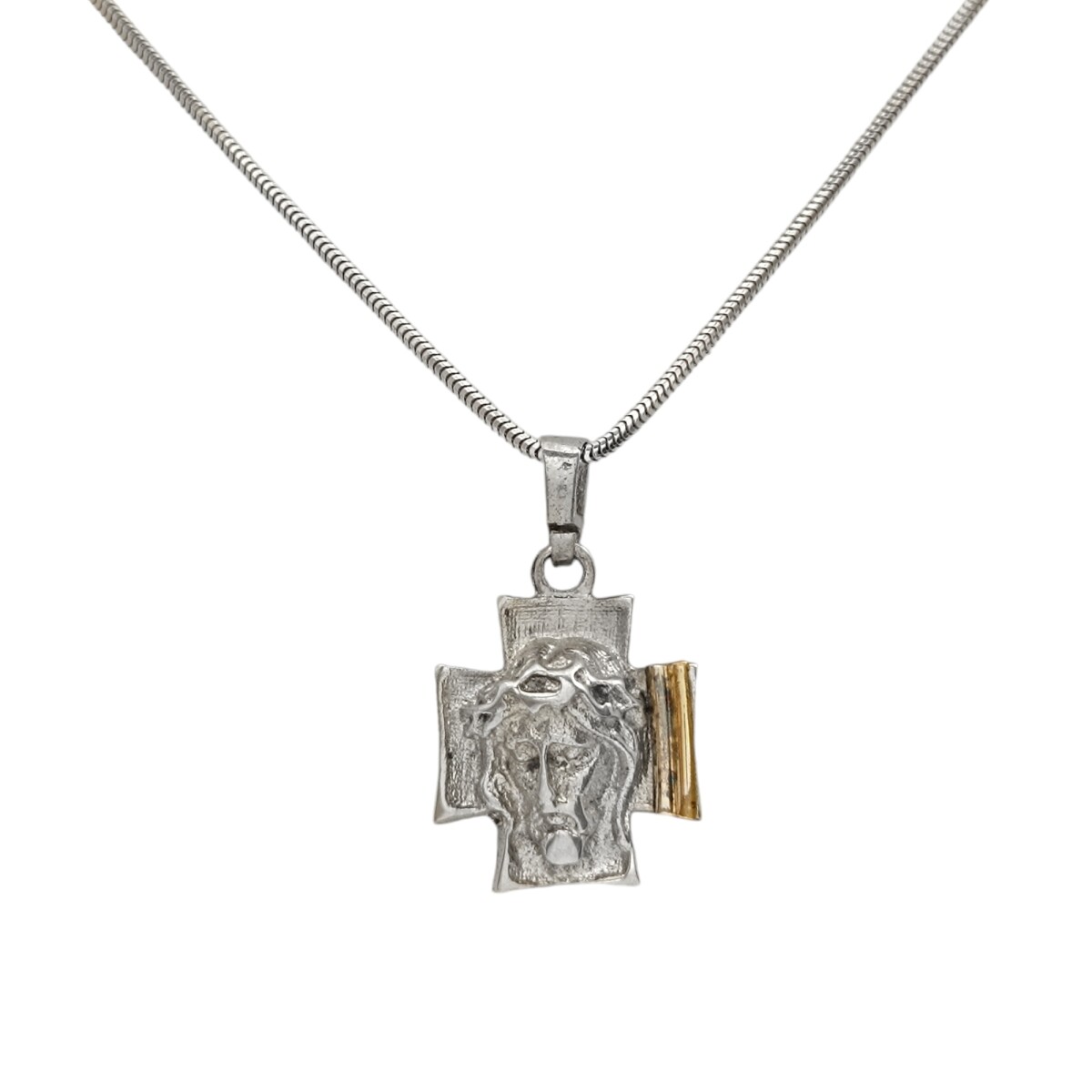 Dije Cruz con Cristo -Plata y oro- Sin piedra- CP5033 - sinpiedra 