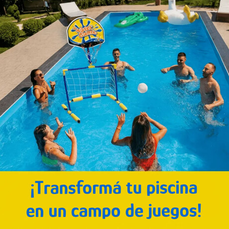 Juego Acuático 2en1 Para Piscina Arco/Aro Básquet c/Pelotas Azul