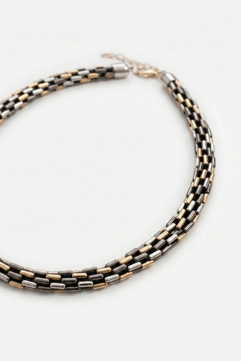 COLLAR METALLIC BEADS Plata