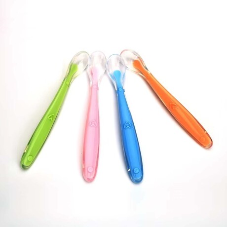 Cuchara en Silicona Cubierto para Comida de Bebés y Niños Naranja