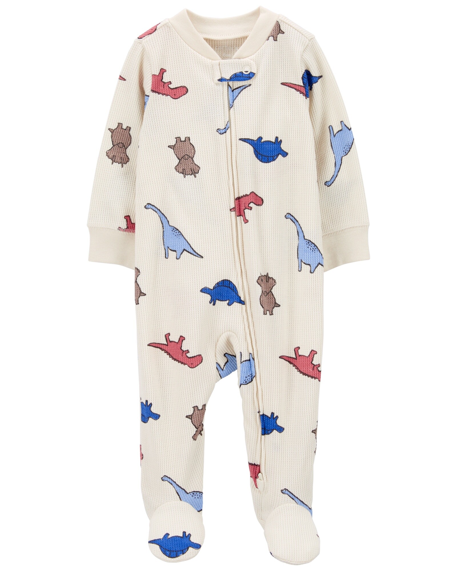 Pijama una pieza de algodón térmico, con pie, diseño dinos Sin color