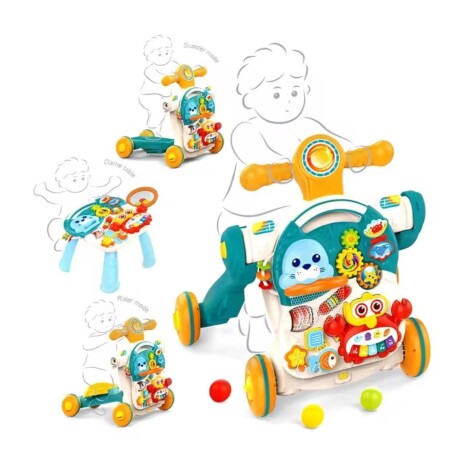 Caminador Monopatín Huanger 4 en 1 Buggy Mesa de Juegos VERDE