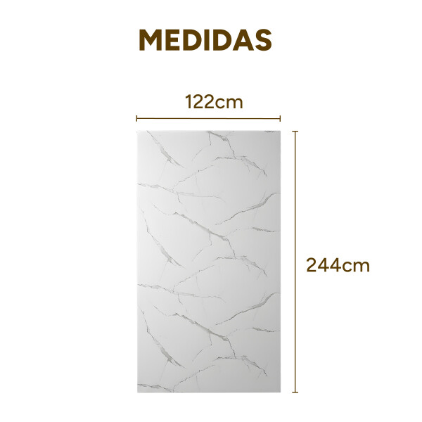 Pack x3 Placa PVC Símil Mármol 2,44x1,22m 3mm Resistente Mármol Blanco Gris Claro 1