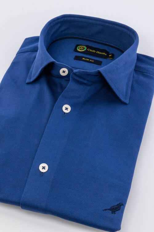 Camisa jersey Short collar Blue
