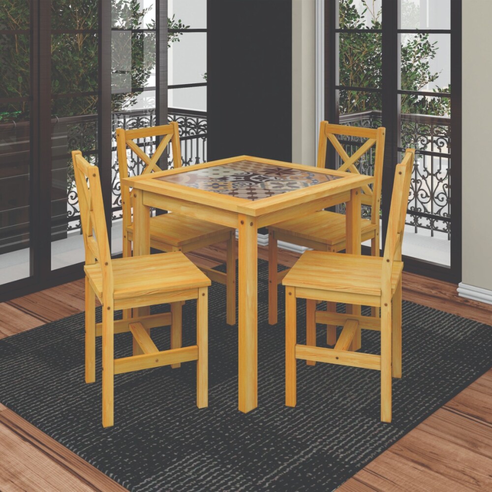 Juego de Comedor 4 Sillas Arezzo Madera Maciza Juego de Comedor 4 Sillas Arezzo Madera Maciza