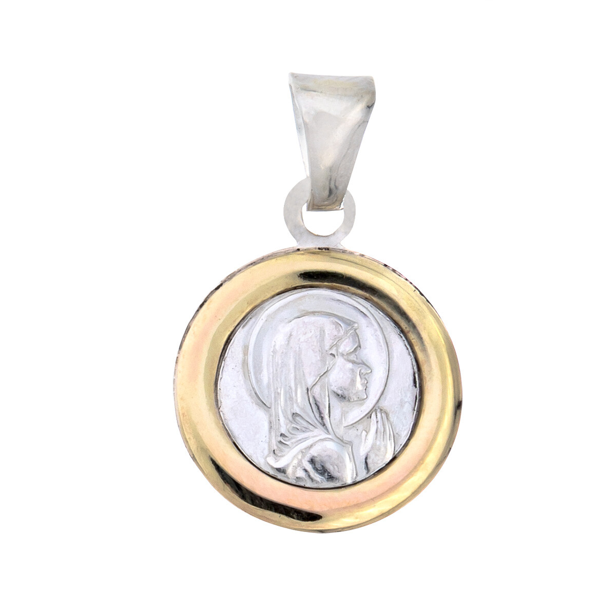 Medalla de plata 925 y double de oro 18 ktes Virgen Niña 