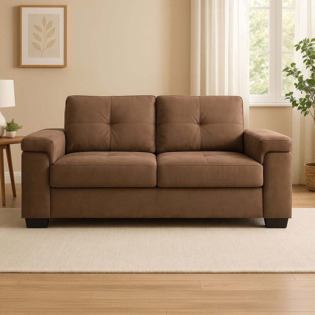 SILLÓN - 2 CUERPOS TELA MARRON LUARES CHOC. 