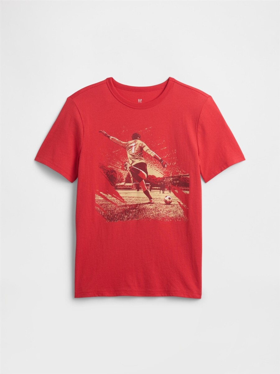 Remera Gráfico Mango Corta Niño - Hawaiian Red 683 