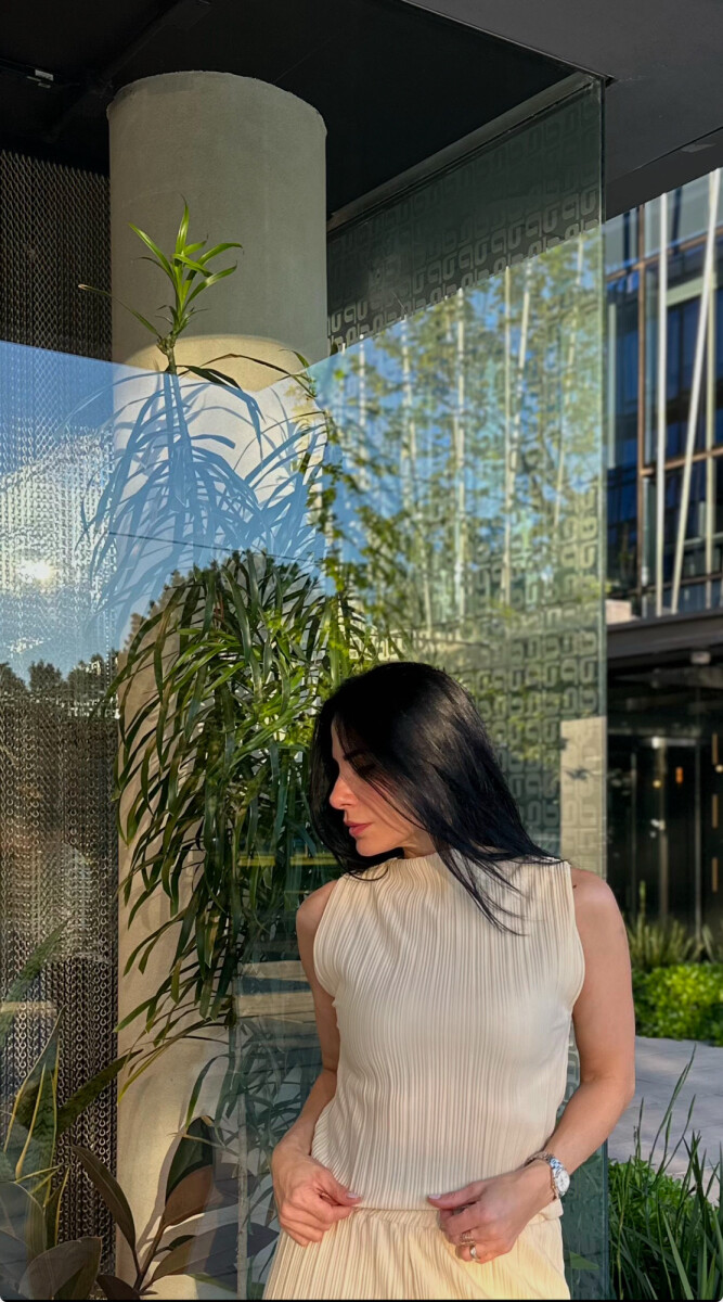 Musculosa plisada Bernice - Beige 