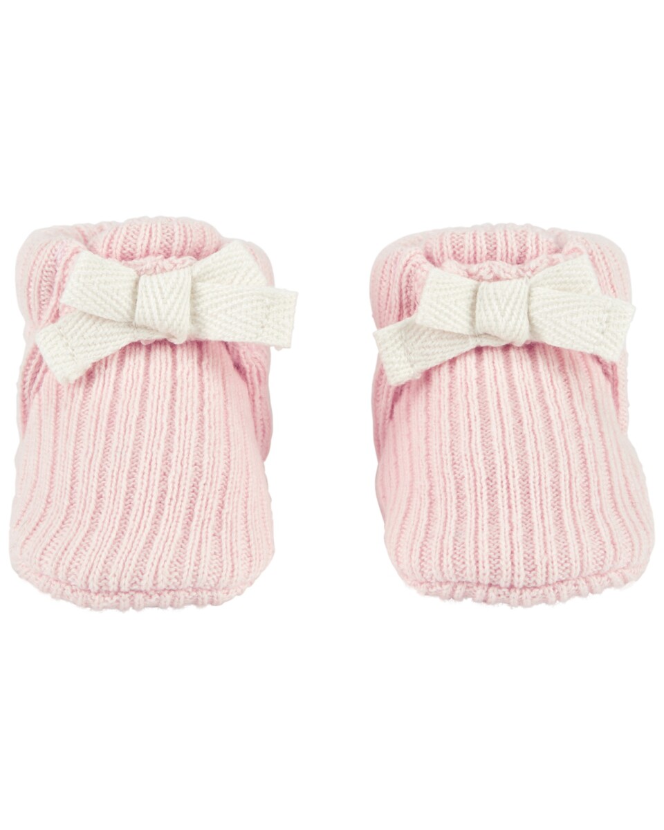 Escarpines de algodón, a crochet, rosados 