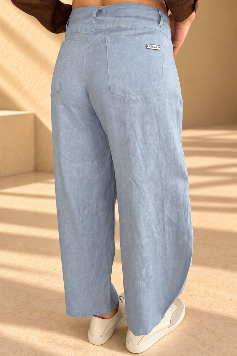 Pantalon barrel Celeste