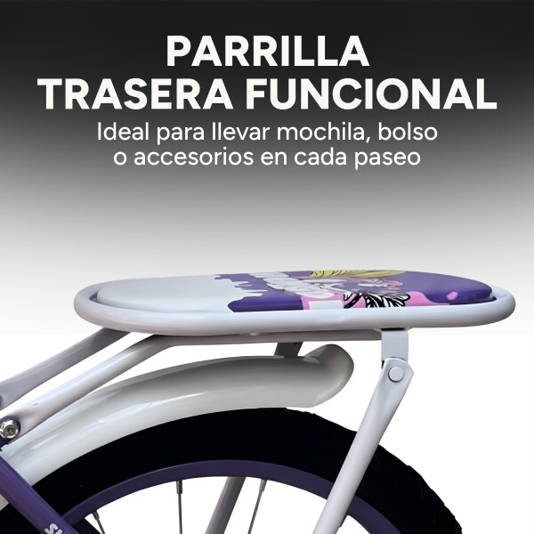 Bicicleta infantil Shengdi Rodado 16 Canasto Parrilla Hadas Violeta 1