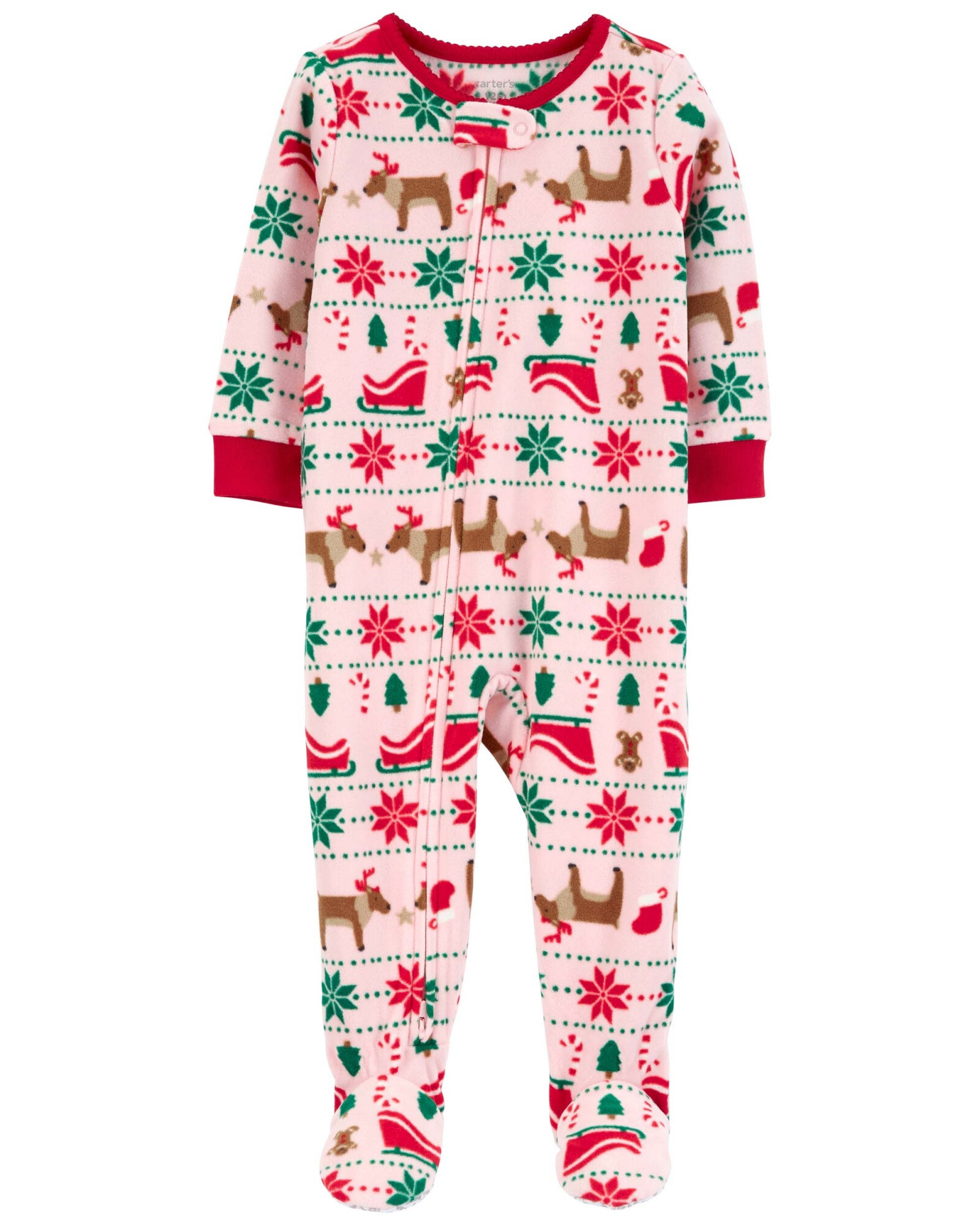 Pijama una pieza de micropolar con pie, diseño renos Sin color