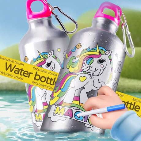 Set de botella de acero 500 ml para colorear Unicornio