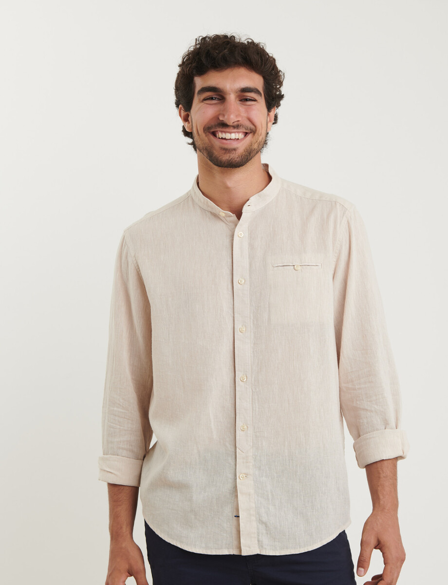 011954 CAMISA HARRINGTON LABEL LINO Natural