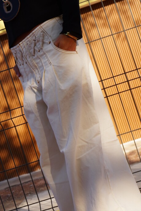 Cross Pants Vaquero Blanco
