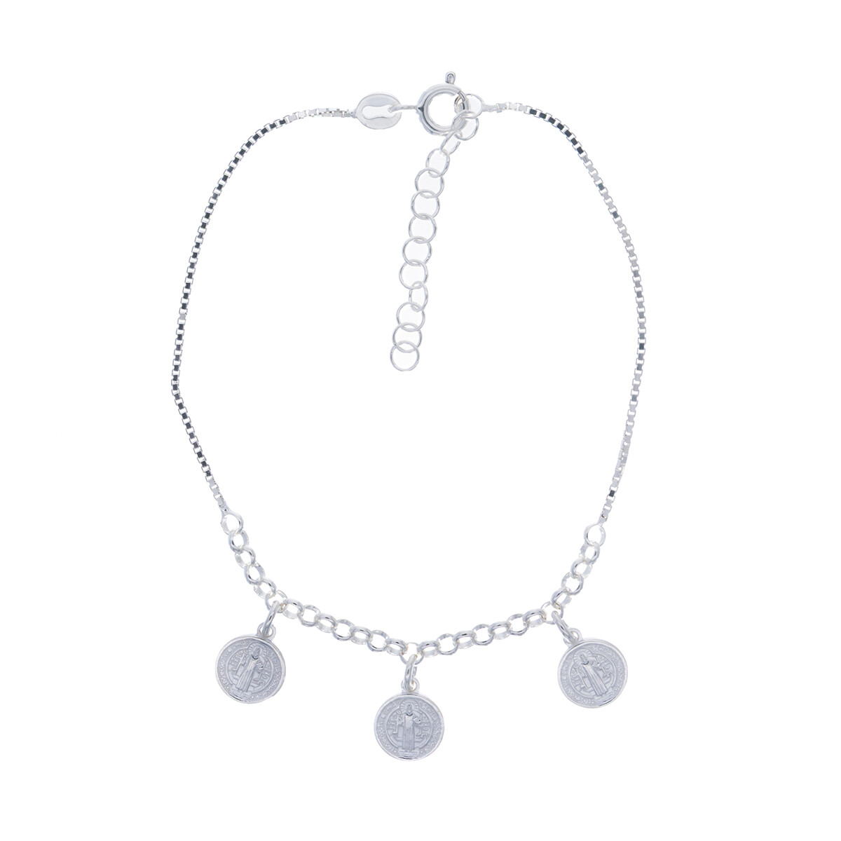 Pulsera religiosa de plata 925, SAN BENITO 