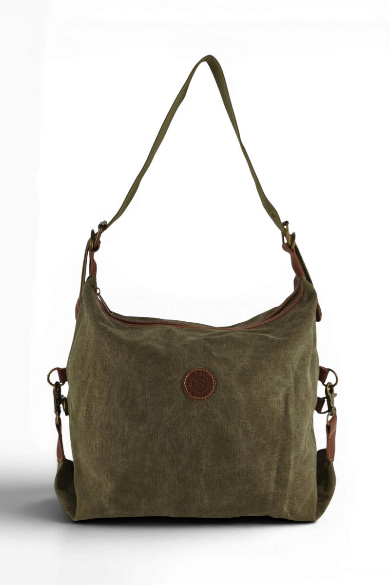 Cartera lona con hebillas verde