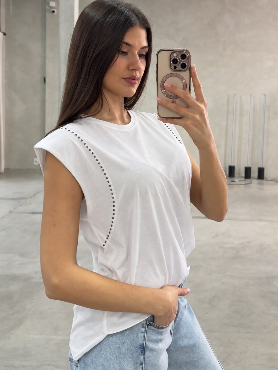 MUSCULOSA CON BRILLOS MUSCULOSA BRILLOS- BLANCA