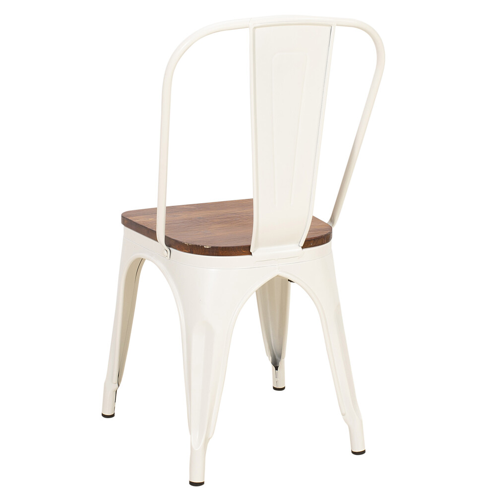 SILLA DE COMEDOR CY-2000W2 METAL BLANCO ESTILO TOLIX