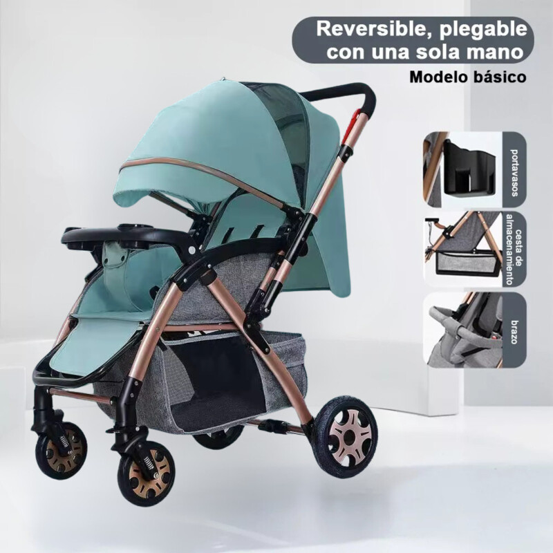 Coche Carriola de Paseo Para Bebe Plegable Verde