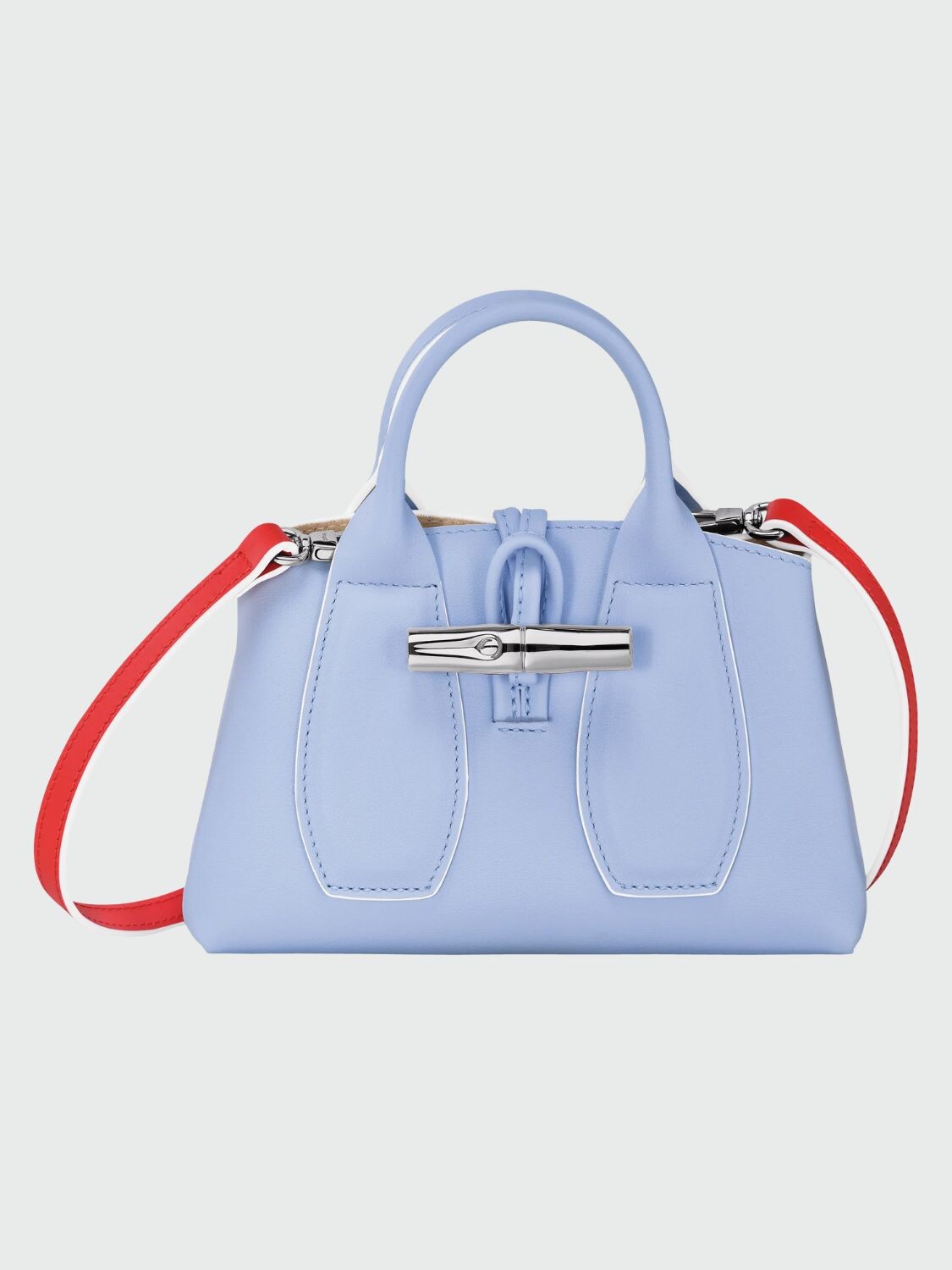 Longchamp -Cartera de cuero con gran capacidad, Roseau Lavanda