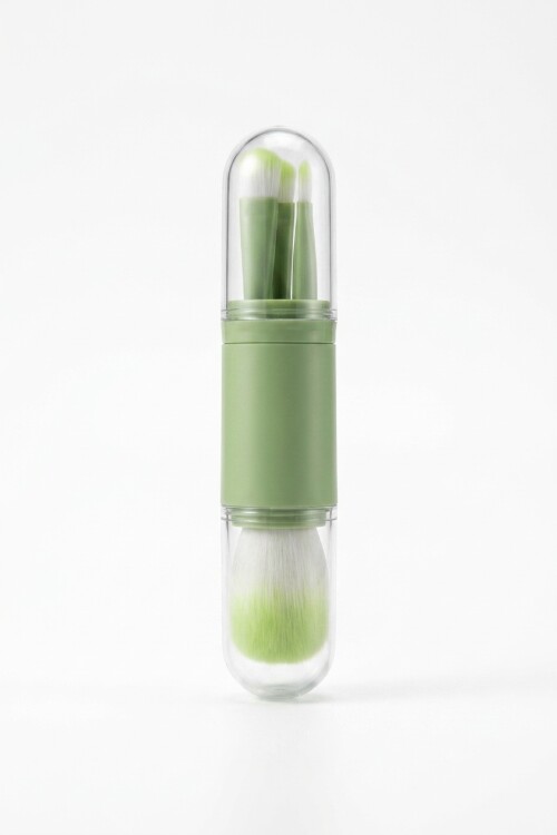 Set de 3 brochas para maquillaje verde