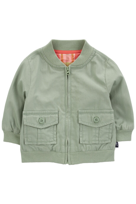 Campera cargo de algodón, verde oliva Sin color