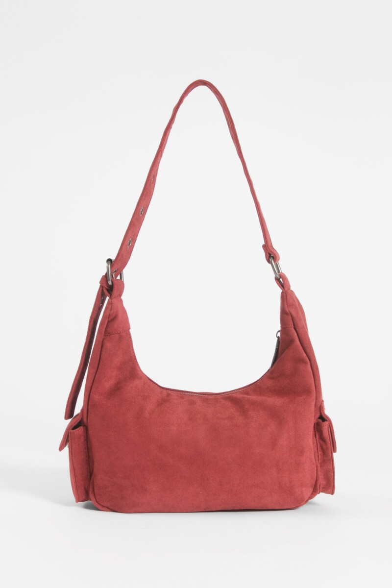 Cartera de hombro suede bolsillos rojo