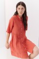VESTIDO LINO STEP CORAL