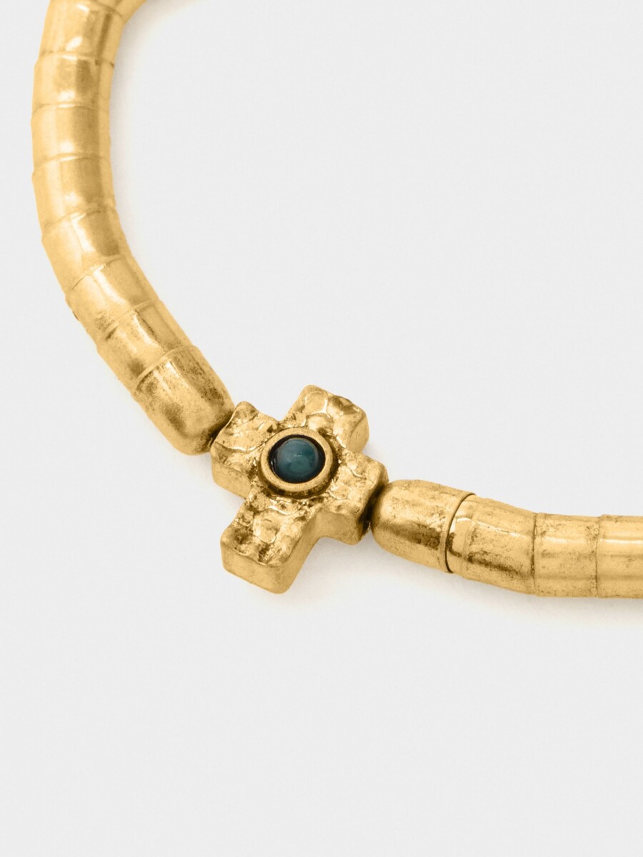 Pulsera Elástica Con Colgante De Cruz dorado