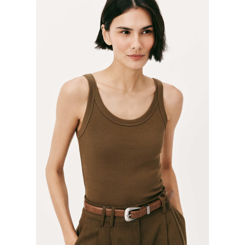 CAMISETA REGATA FEM MARROM MEDIO