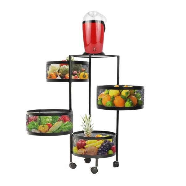Carro Organizador 4 Estantes Cocina Baño multiuso con Ruedas IMBACK Color Negro Carro Organizador 4 Estantes Cocina Baño multiuso con Ruedas IMBACK Color Negro