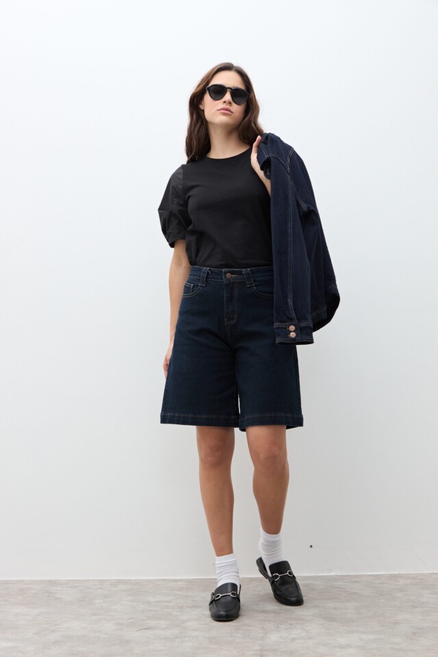 Bermuda de jean jean oscuro