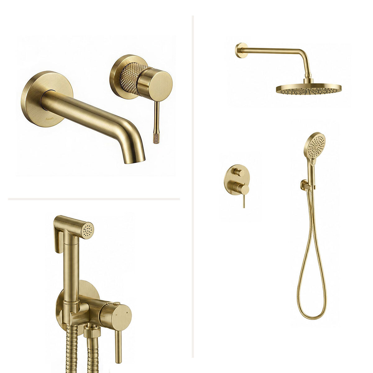 Juego De Griferia Signature Brushed Gold Con Ducha Higienica 