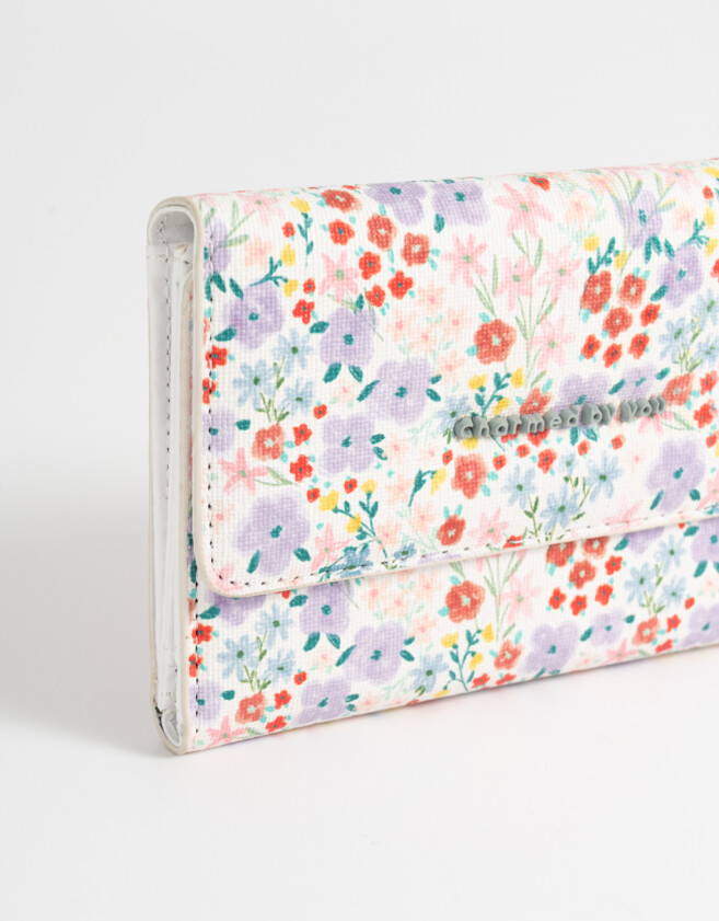 Billetera Color Block Billetera Con Solapa - Estampado Flores