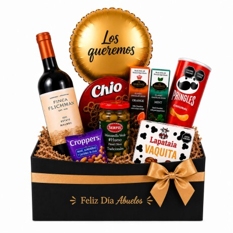 Canasta Gourmet para Abuelos con Vino y Chocolates Canasta Gourmet para Abuelos con Vino y Chocolates