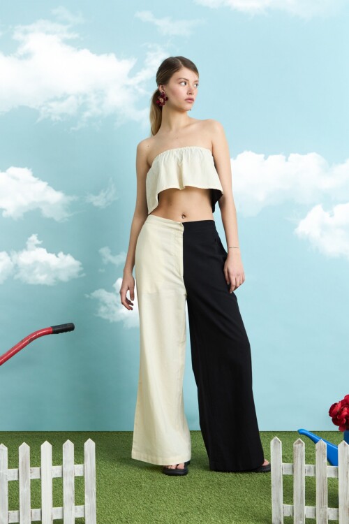 Pantalón color block negro
