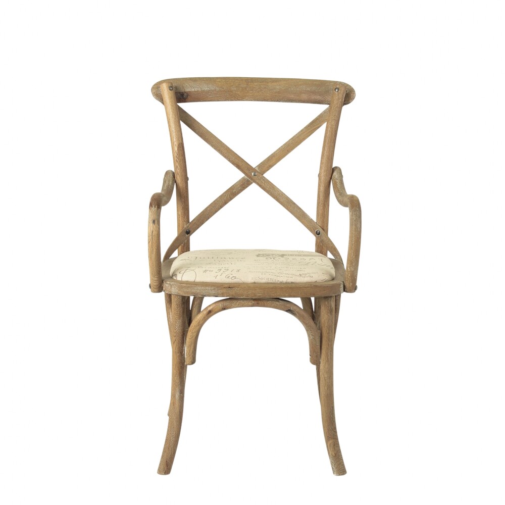 Silla de Roble cruceta con apoyabrazos Tapizada Silla de Roble cruceta con apoyabrazos Tapizada
