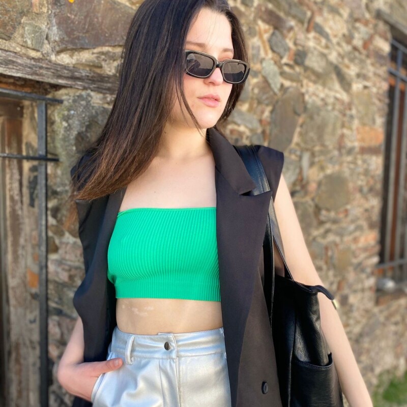 Short Cuerina Melon Plateado