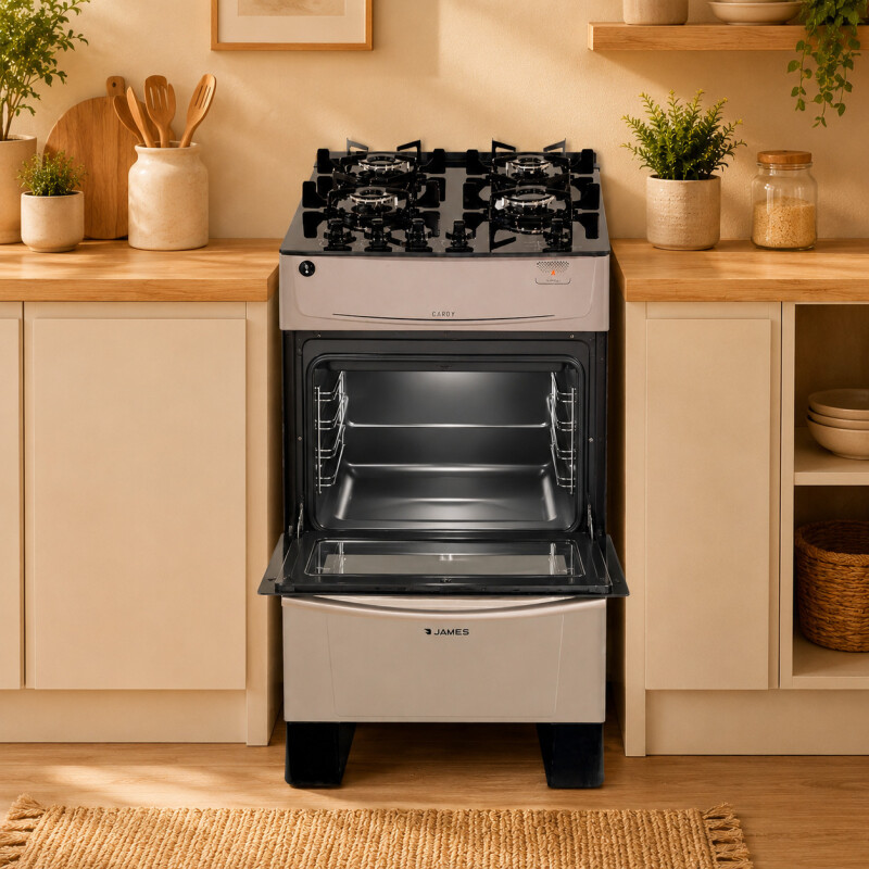 Cocina A Gas James 4 Hornallas Con Mesada De Vidrio Gris C 690 V Cocina A Gas James 4 Hornallas Con Mesada De Vidrio Gris C 690 V