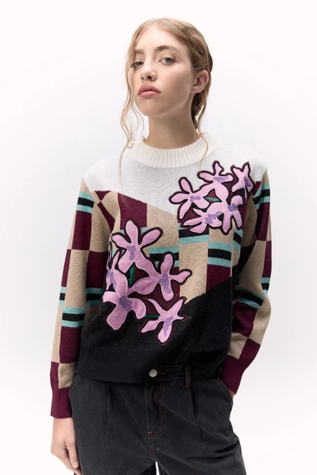 Sweater Floral Negro