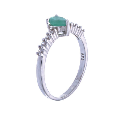 Anillo de Plata Rodinada, Esmeralda y circonias Anillo de Plata Rodinada, Esmeralda y circonias